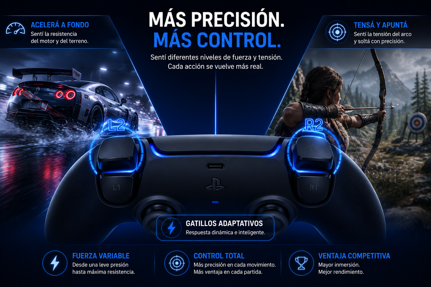 Controlador Inalámbrico PlayStation DualSense™ – Negro Medianoche - Para PS5, PC, MAC y Móvil