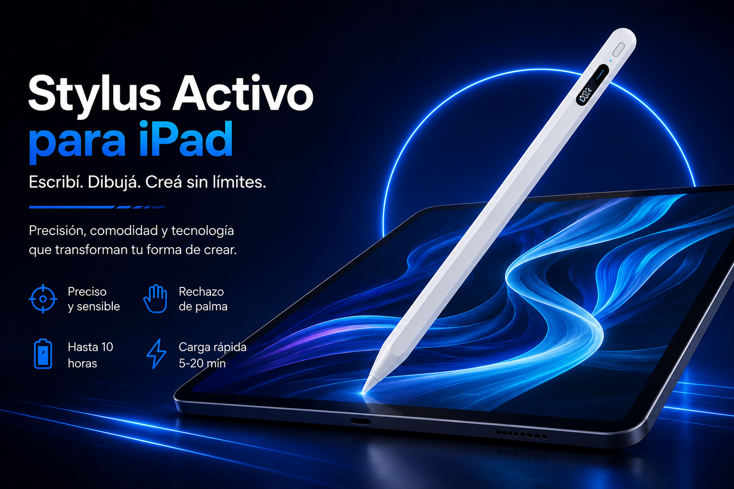 Lápiz Stylus Activo para iPad (6ª-11ª Gen) - Compatible con iPad Pro/Air/Mini