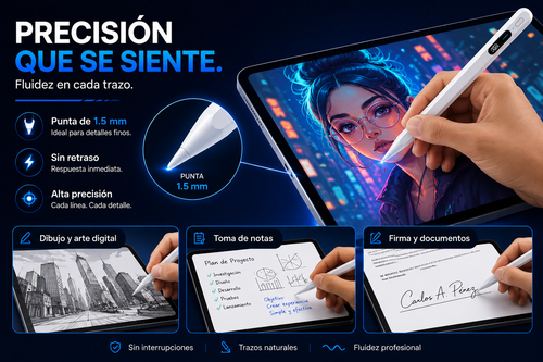 Lápiz Stylus Activo para iPad (6ª-11ª Gen) - Compatible con iPad Pro/Air/Mini