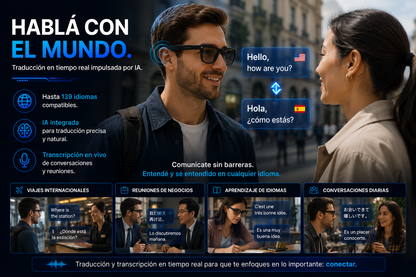 Anteojos Inteligentes con IA, Cámara HD y Traducción en Tiempo Real