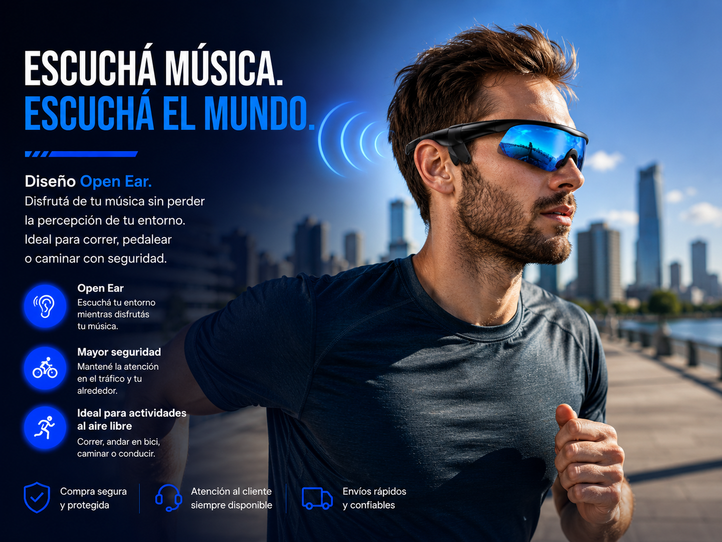 Lentes de Sol con Audio Bluetooth Open Ear