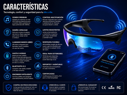 Lentes de Sol con Audio Bluetooth Open Ear
